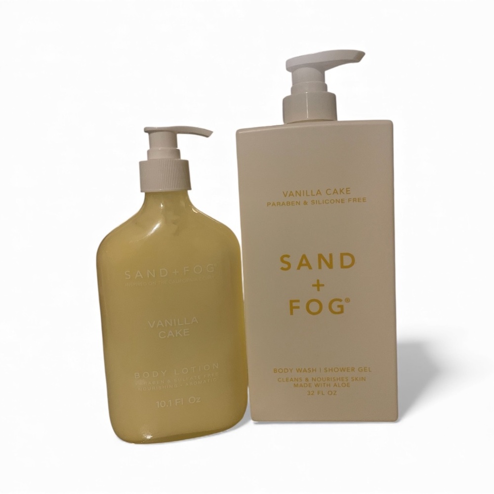 Sand + Fog Vanilla Cake Body Care Set – Shower Gel 32 oz + Body Lotion 10.1 oz